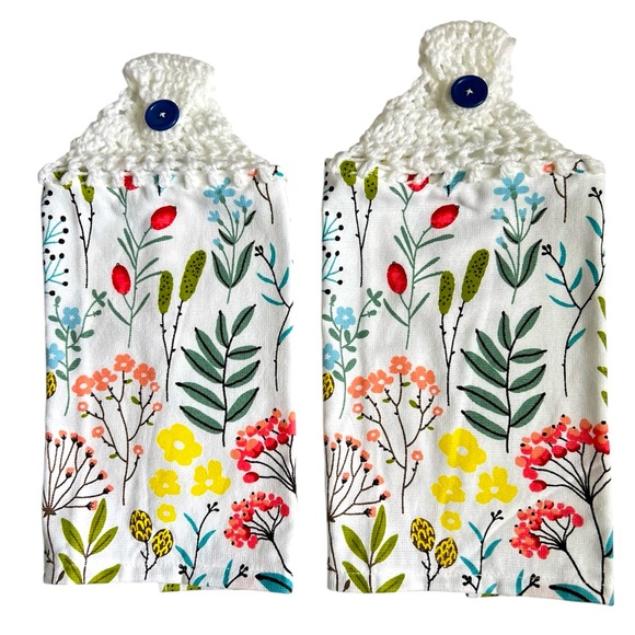 Hand Crafted Other - HAND CRAFTED Colorful Wildflowers Crochet Top Hanging Kitchen or Bathroom Towels